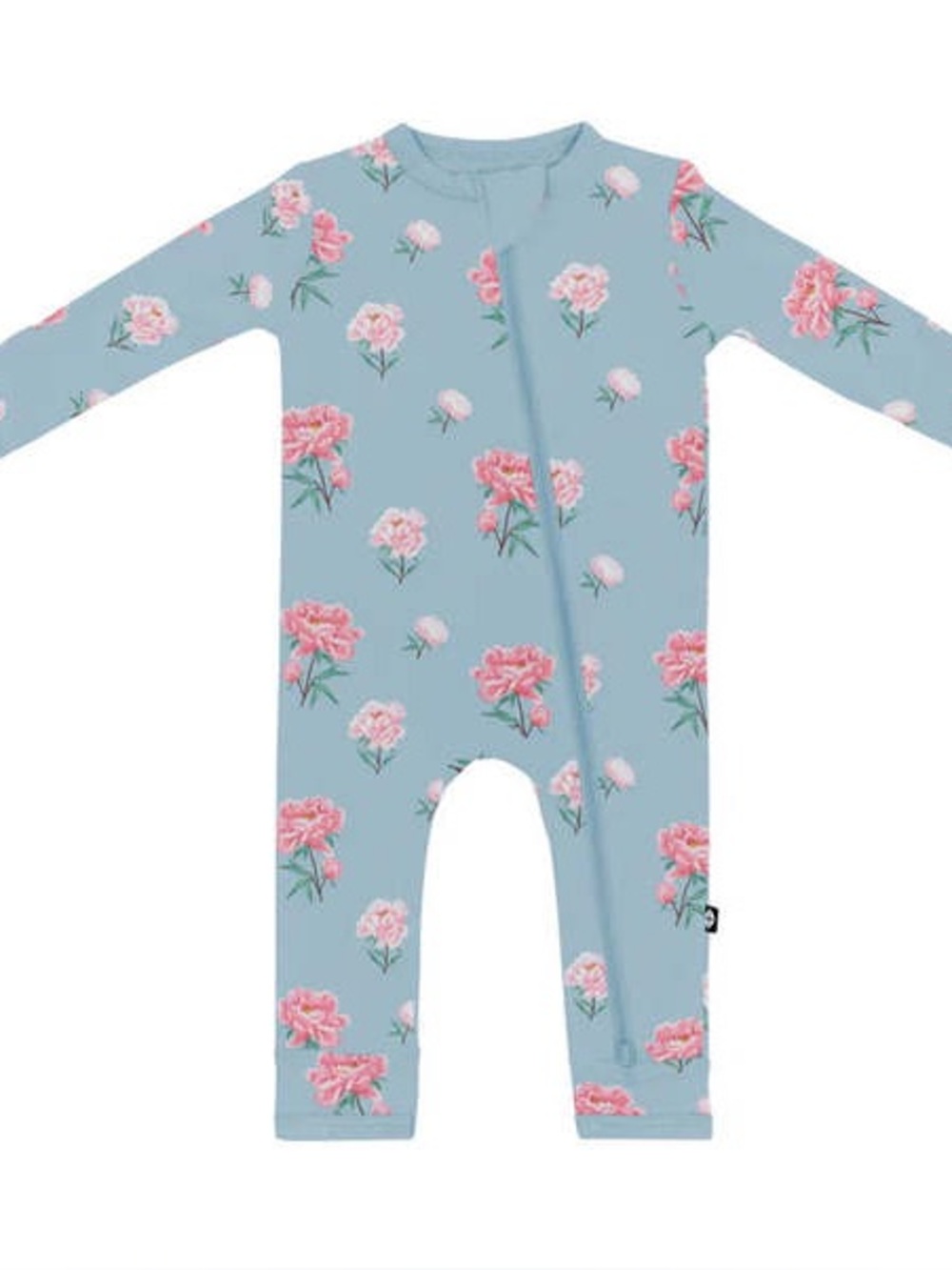 NWT Kyte Baby Blue Peony Zipper Romper (3T)